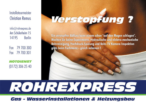 Flyer Verstopfung / Notdienst Verstopfung Rohrreinigung